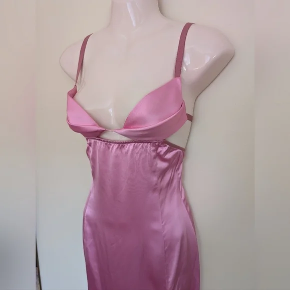 Nensi Dojaka Double Petal Satin Maxi Dress Pink Small - Picture 7 of 15